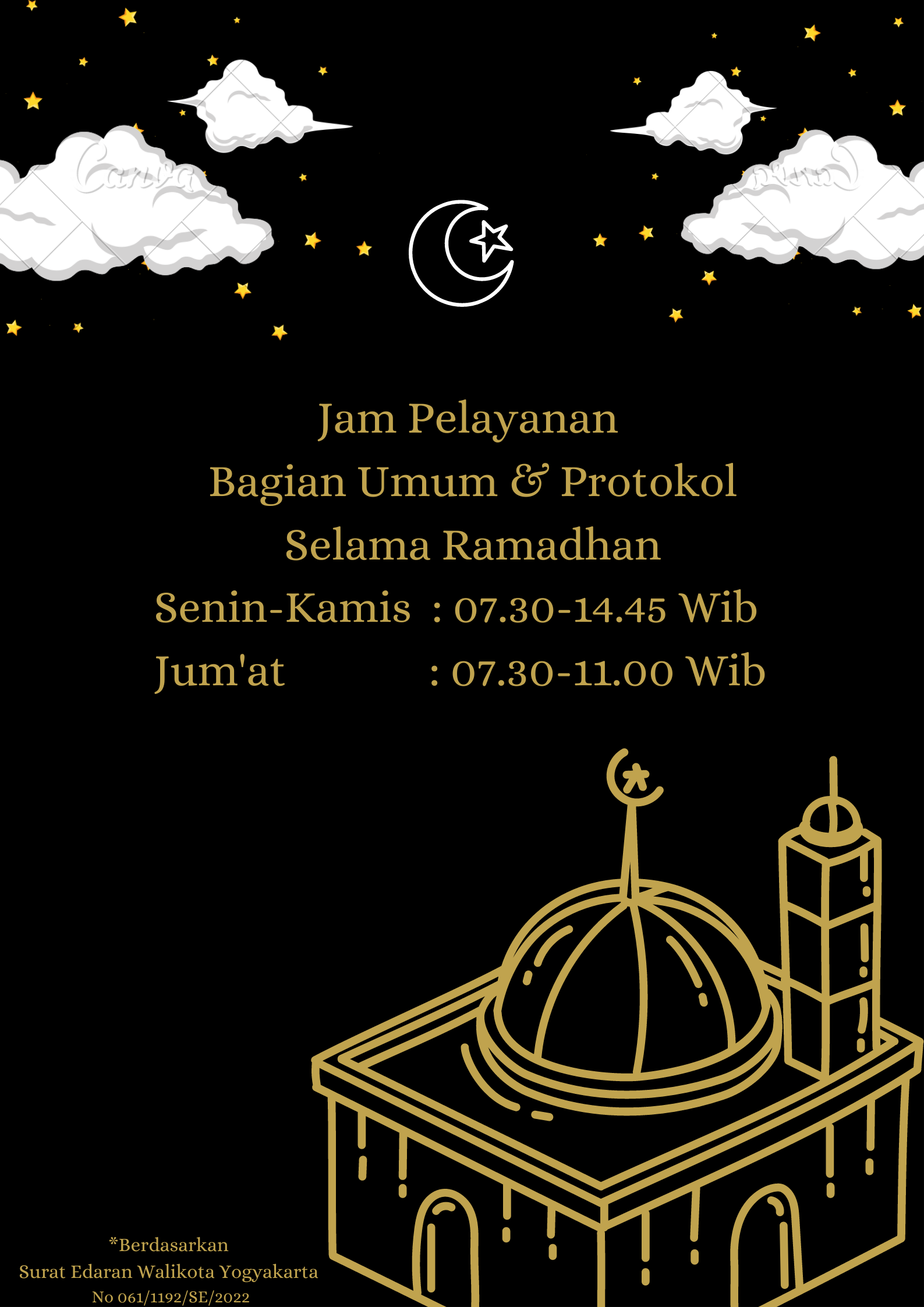 Jam Kerja Bulan Ramadhan 1443 H di Bagian Umum & Protokol Setda Kota Yogyakarta